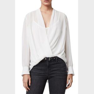 Allsaints White Adrianna Faux Wrap top w/ camisole